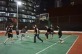 Pros playing basketball together