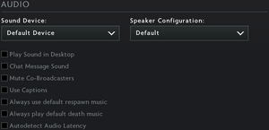 Settings audio audio