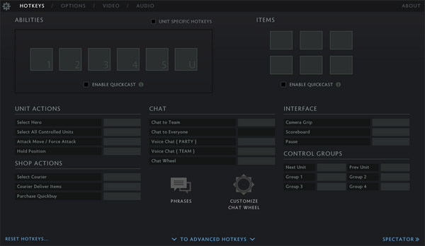 Settings hotkeys basic blank