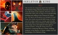 Icons and bio of the Skeleton King. For the responses, see here.