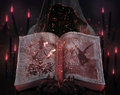 The dark Reaper on the right page of the Book of the Dead