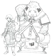 Early concept art of Gaspard, to the right.