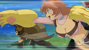 Tabby training with her Teacher .