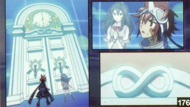 Tokio and Saika in front of the door