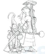 Early concept art of Gaspard, to the left.