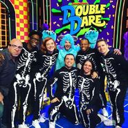 The Challenge Team dressed for Halloween with executive producer Josh Silberman