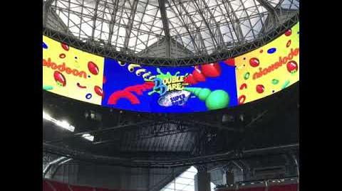 Video of the Nickelodeon and 'Double Dare' screens in the stadium