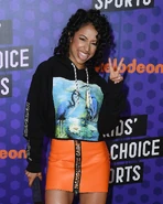 Liza on the orange carpet for the 2018 Kids' Choice Sports