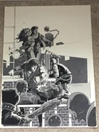 Original inked drawing of the Double Dragon II arcade side art by Frank Cirocco.