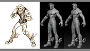 Concept art and basic model from Double Dragon Neon.