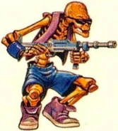 Bones artwork from a promotional advert for Double Dragon V.