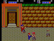 Screenshot from the Master System version of Double Dragon showing pixel flickering