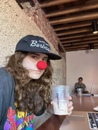 Amelia getting coffee