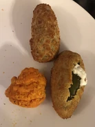 Spicy Boneless Chicken Wyngz and Cream Cheese Stuffed Jalapeño Peppers