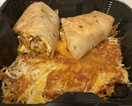 Chorizo Burrito, Hash Browns with Cheese