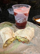 Chile Verde Burrito and Watermelon Berry Lemonade Freeze