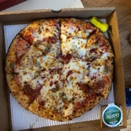 Pepperoni, Sausage, and Six Cheese Pizza