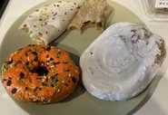 Halloween Donut, Bacon Breakfast Taco, Bean & Beef Chimichanga, Iced Honey Bun