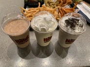 Chocolate Malt, Vanilla Malt, Cookies & Cream Shake