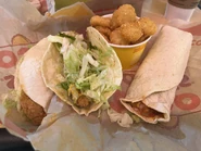 Fried Chicken Tacos, Potato Olés, Bean Burrito