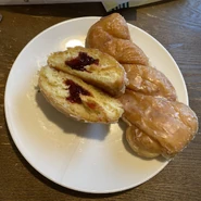 Raspberry Jelly Filled Donut and Glazed Twist Donut