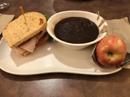 You Pick Two: Bacon Turkey Bravo Sandwich and Black Bean Soup