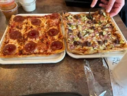 Thick Cut Pepperoni Pizza and Cheeseburger Pizza