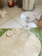 "The wine glass biscuit cutting method in action"