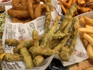Tempura Green Beans, Onion Rings, French Fries