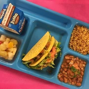 Taco Tuesday (Beef Tacos, Refried Beans, Rice)