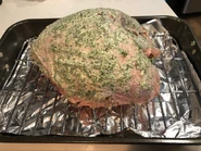 Herb-Roasted Turkey Breast going in the oven