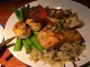 Lobster, Shrimp & Salmon with Rice and Asparagus