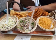 Bigchickenpic5.jpeg (208 KB) BC Fries, Sweet Potato Waffle Fries, Slaw, Jalapeño Slaw, Lucille's Mac n' Cheese