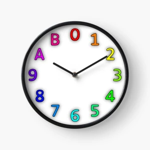 Dozenal clock with colored digits