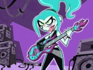 Ember playing guitar