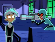 Maddie trying to shoot Danny Phantom