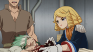 Providing Senku first-aid, and speaking for him