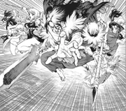 Tsukasa leading the warriors in a hunt