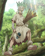 Senku's appearance in the anime