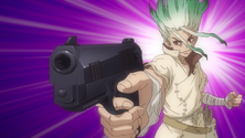 Senku plans on making guns in order to battle Tsukasa.