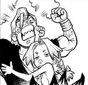 Nikki stopping Magma picking a fight with Xeno over the phone.