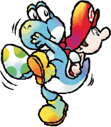 Yoshi aus Yoshi's Island mit einem Ei