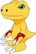 Ein Agumon mit Armbändern