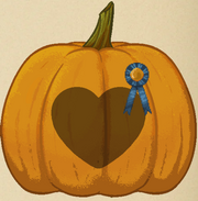 Pumpkin with blue ribbon