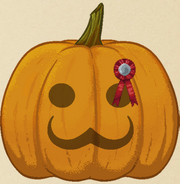 Pumpkin with red ribbon