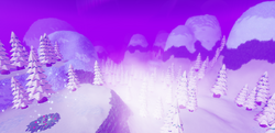 Within the blizzard zone on a ledge