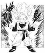 Goten w wieku 7 lat używający Super Saiyanina.[16]