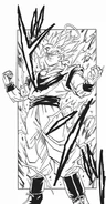 Goku w formie Super Saiyanina 2 podczas pojedynku z Majin Vegetą.[42]