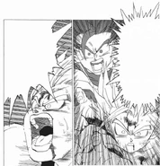 Gohan w formie Super Saiyanina 2 używający Kamehamehy ojca i syna.[11]