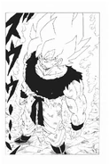 Goku po pierwszej przemianie w Super Saiyanina na planecie Namek[39]